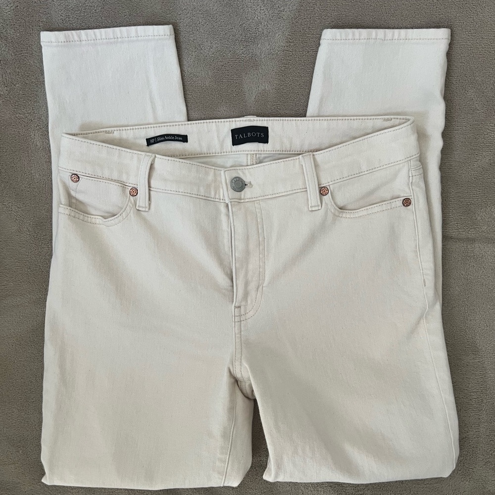 Talbots Women's Straight Leg Cream Jeans size 8P